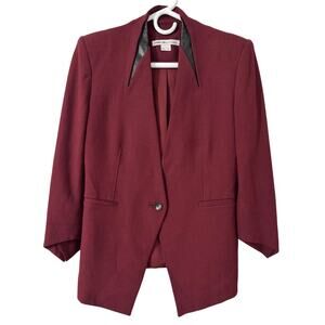 Helmut Lang for Intermix Burgundy One Button Wool Blazer Size 0